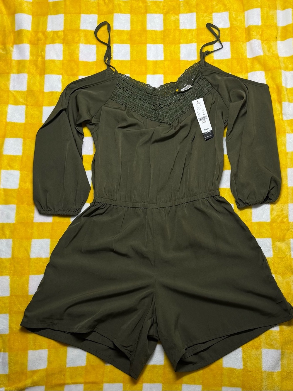 Olive Green Cold-Shoulder One-Piece Romper